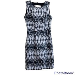 H&M Sheath Dress 4 Office Career Black Silver Gray Fitted Abstract Geometric